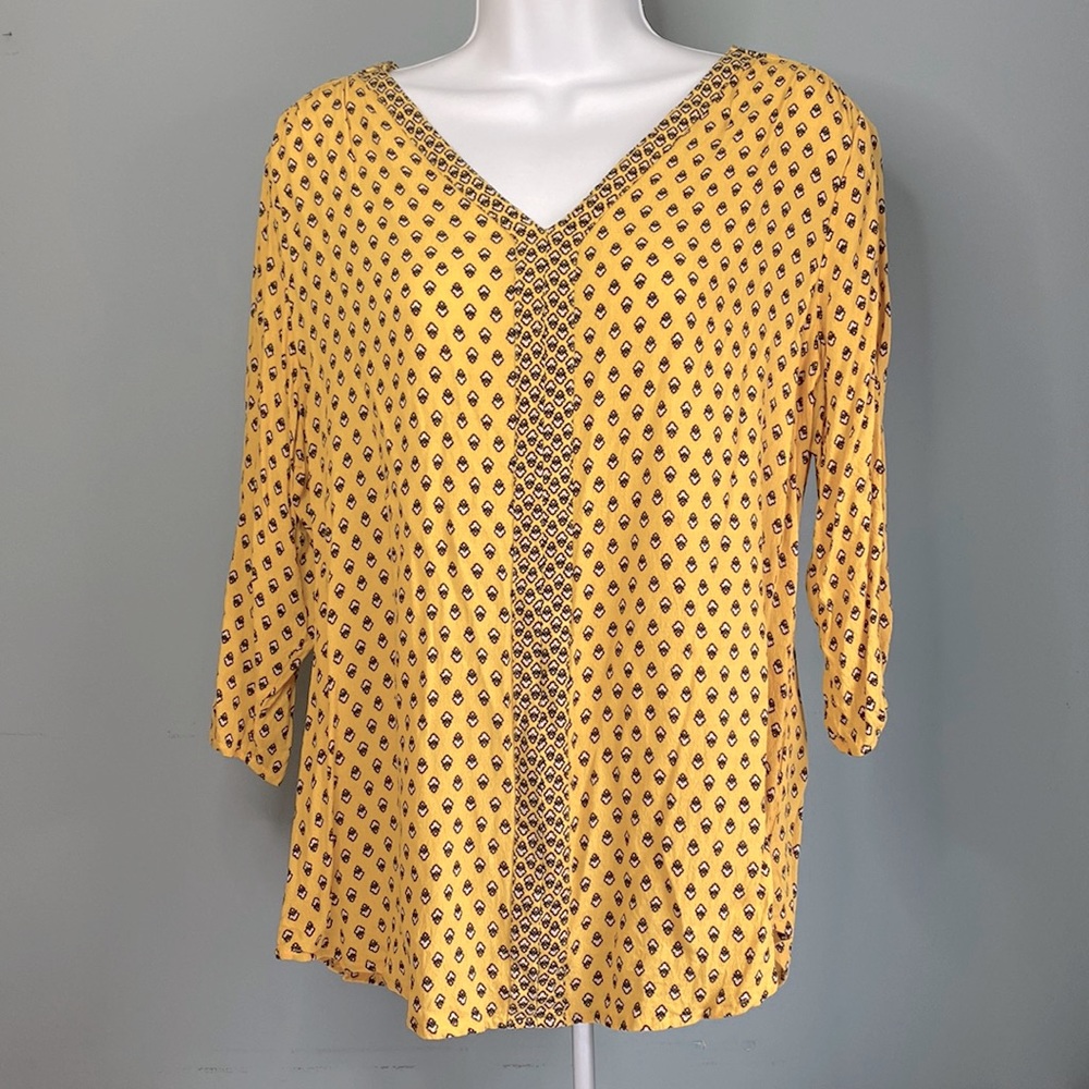 Croft & Barrow 3/4 Sleeve Printed Top tunic petite large
